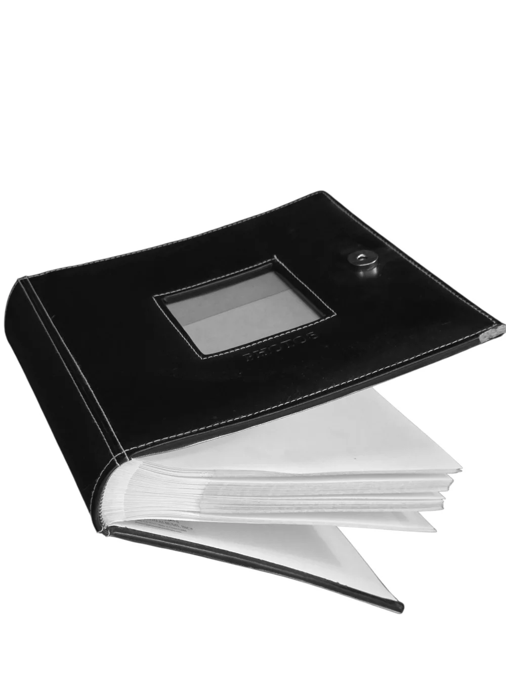 Black Leather Photo Album with Window